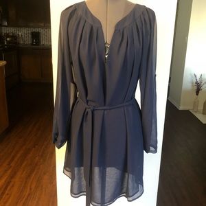 Navy blue chiffon designer dress